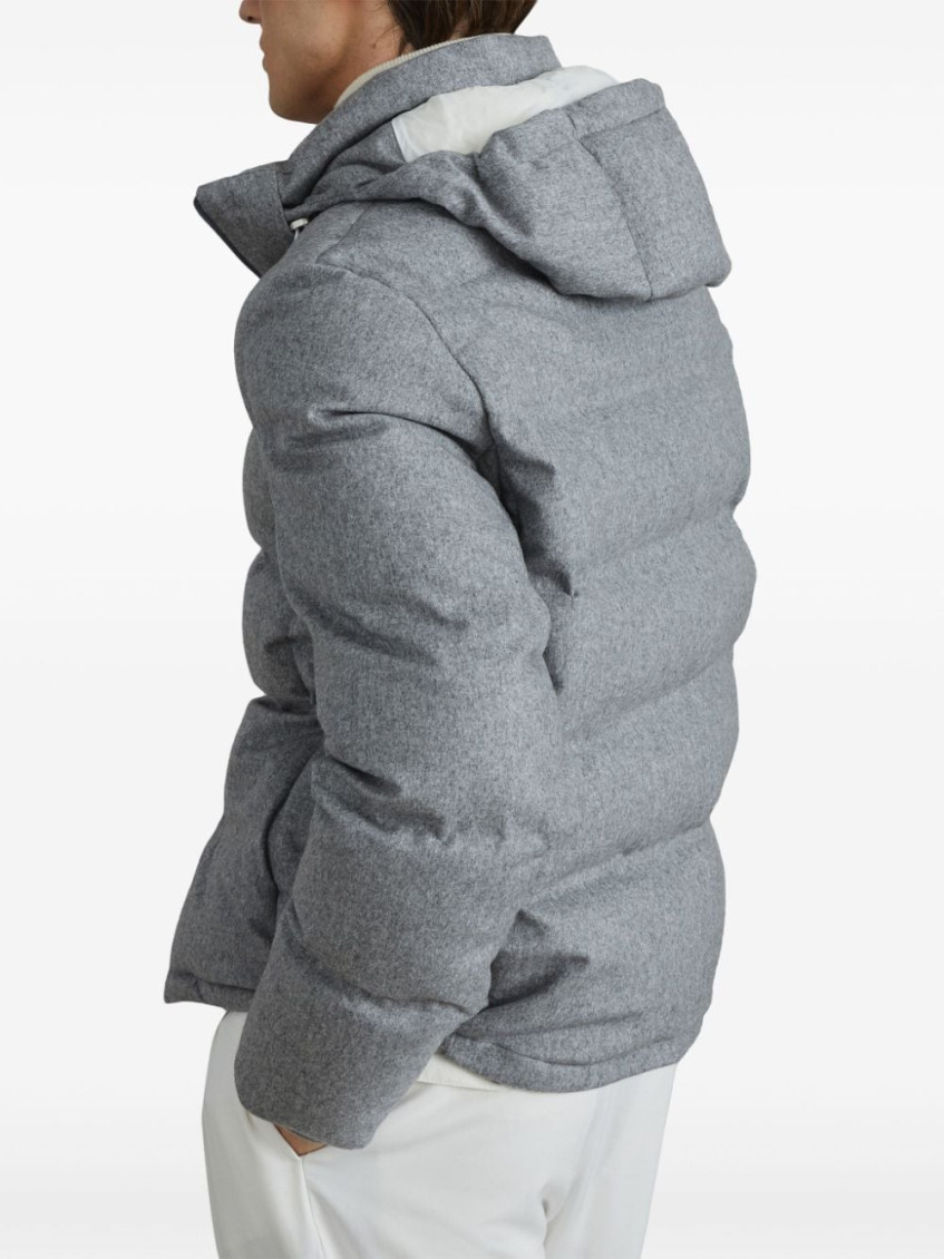 Quilted hooded down jacket - Grey