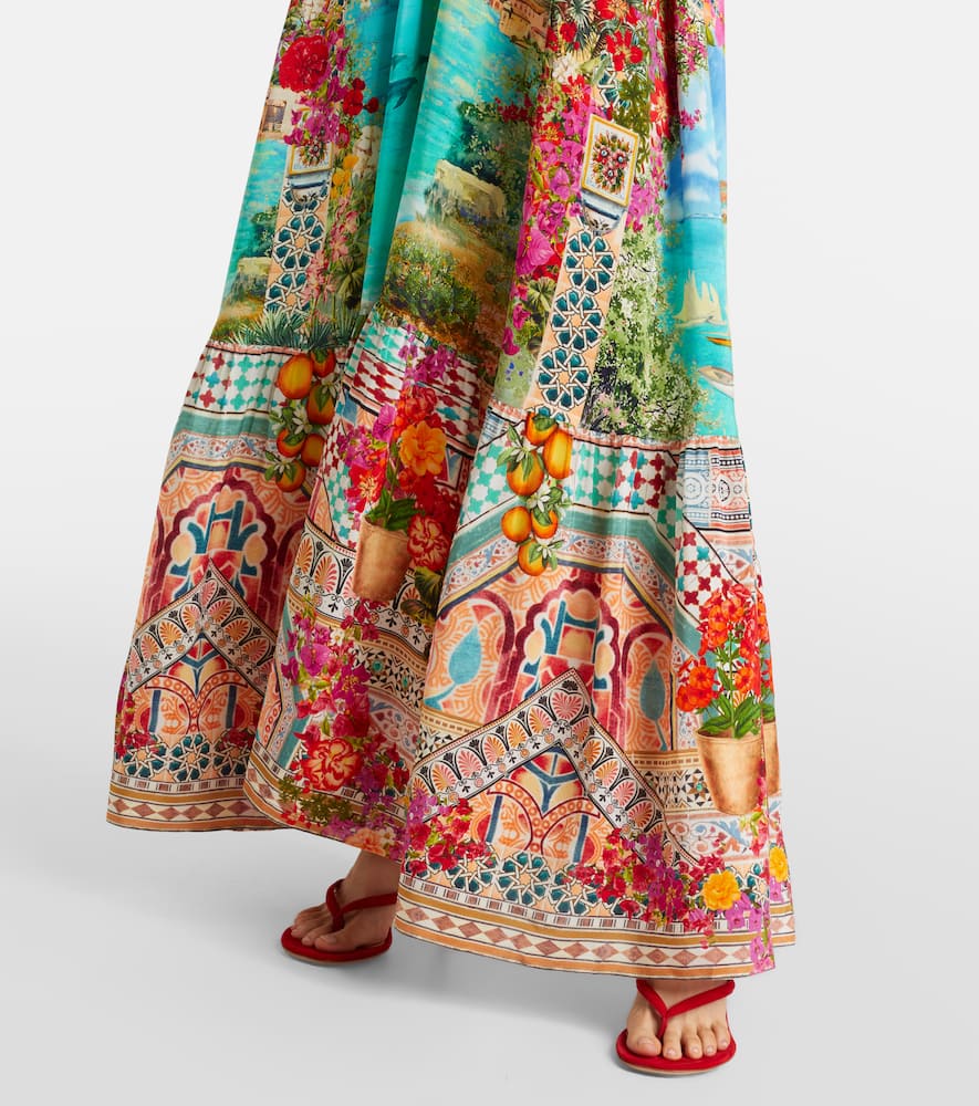 Embellished printed silk maxi dress