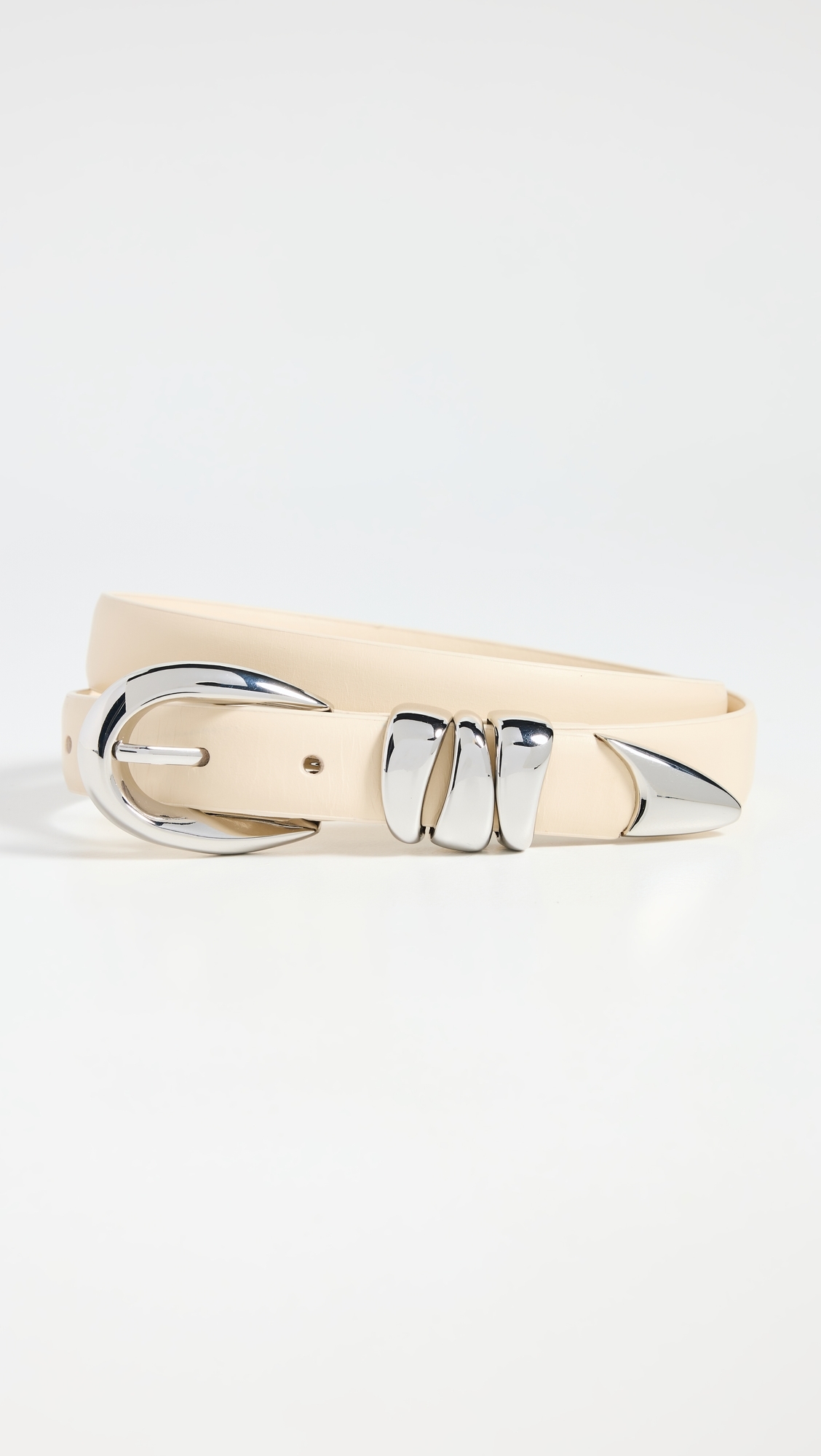 Triple Metal Keeper Belt Ecru