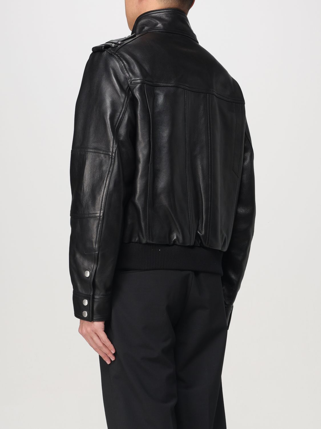 Long-sleeve leather jacket - Black