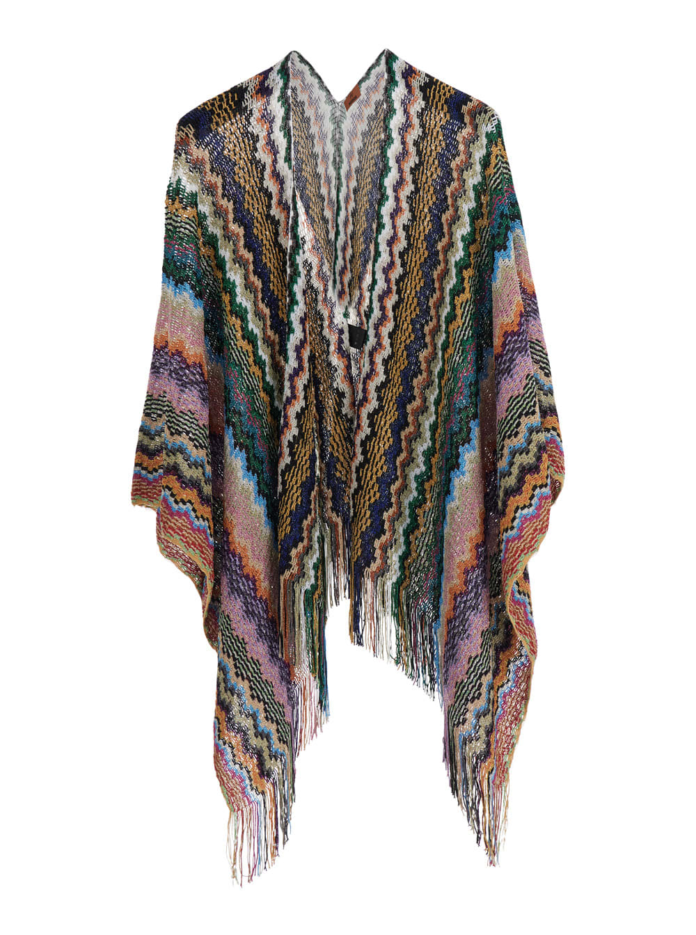 Poncho poncho Multicolored With Zigzag Motif In Tech Fabric For Women
