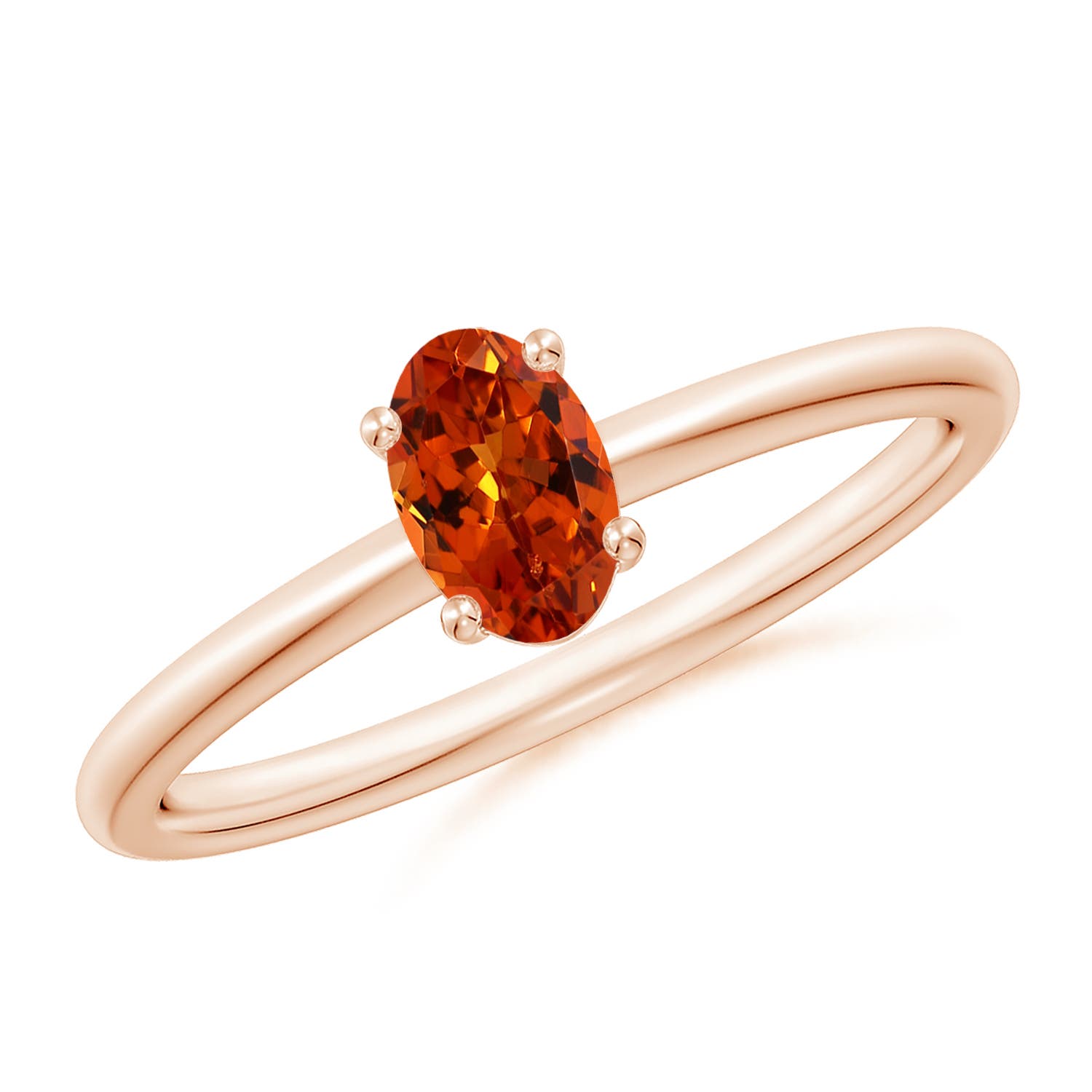 Angara 0.59 Carat Classic Solitaire Oval Spessartite Promise Ring in 18K Rose Gold