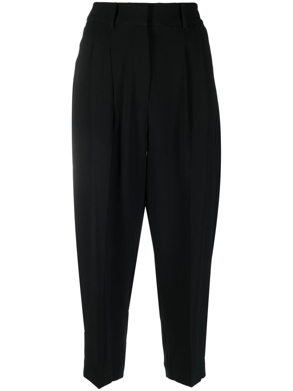 High-waisted cropped trousers - Black