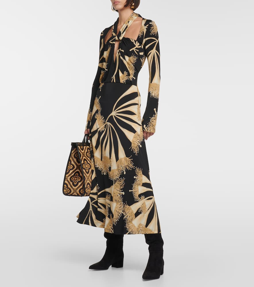 Halterneck jersey midi dress