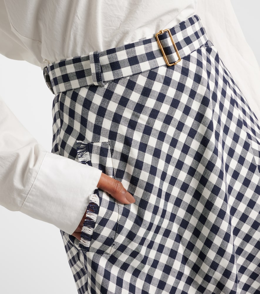 Gingham jacquard midi skirt