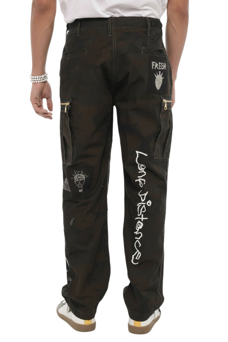 Black Camo Print Cargo Pants