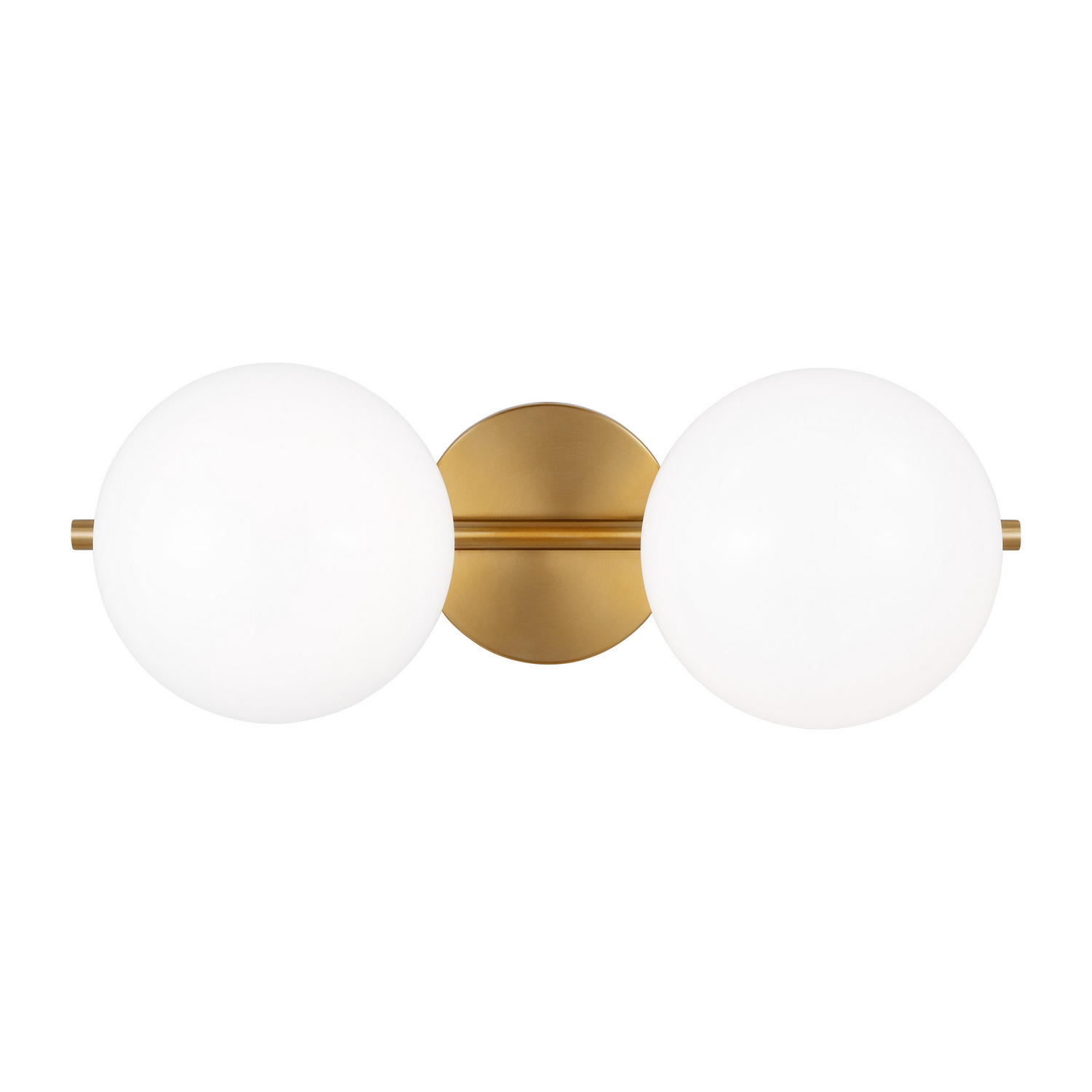 Visual Comfort Studio Lune 2-Light Bathroom Vanity Light in Burnished Brass by Ellen Degenere