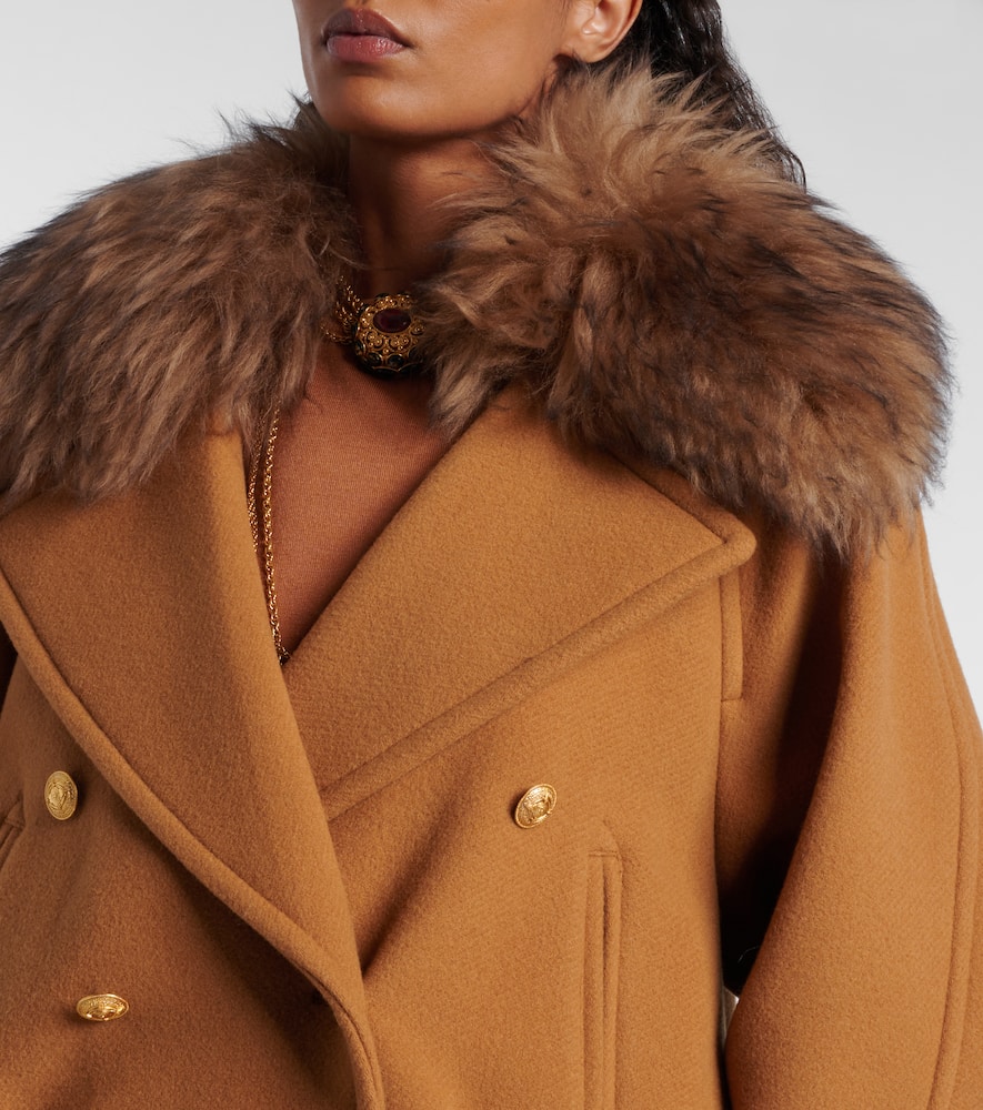 Chloé Cropped shearling-trimmed wool-blend coat