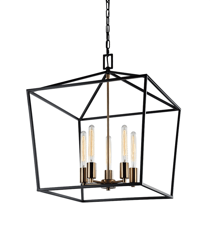 Rusty Black & Aged Gold Brass accents Five Light Chandelier from the Scatola Collection