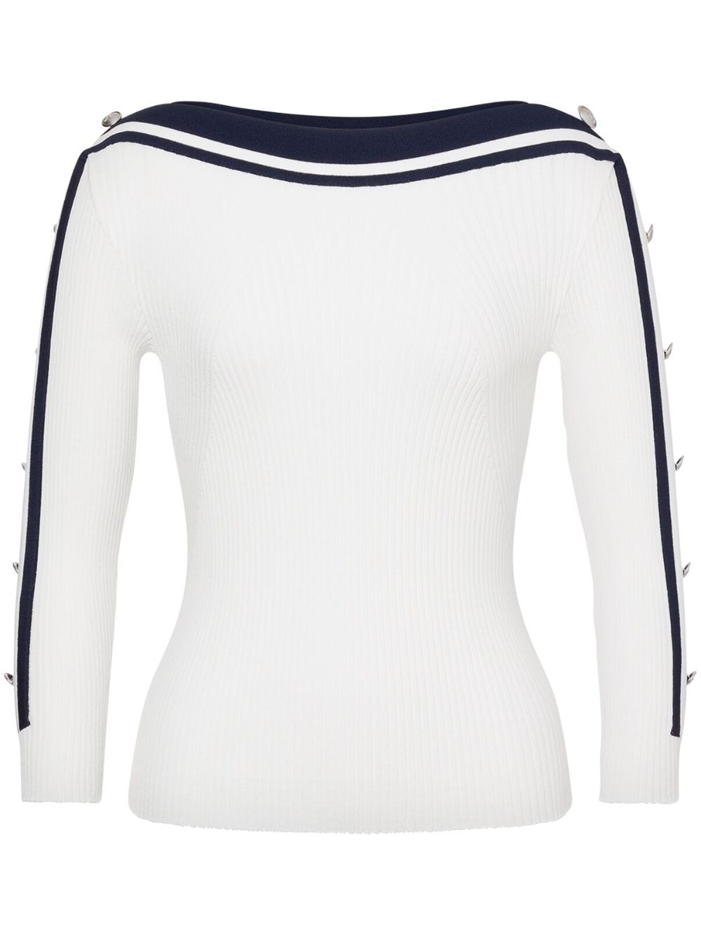 Stripe-detailing sweater - White