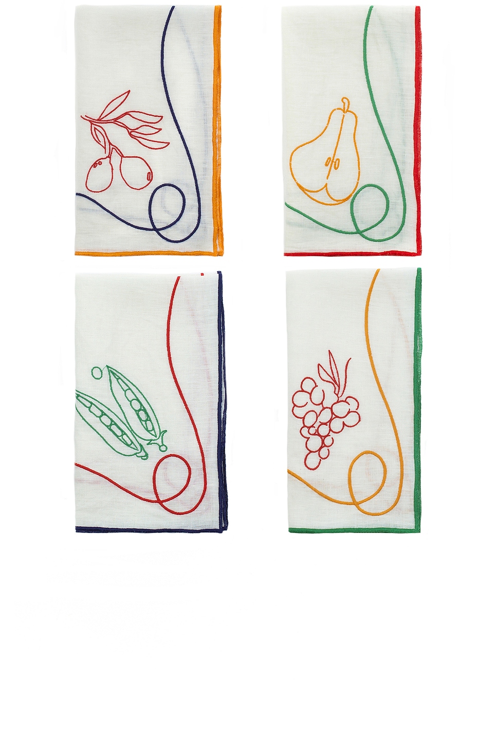Embroidered Linen Napkins, Set of 4