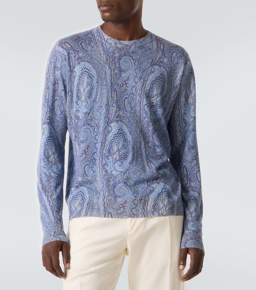 Paisley silk and cashmere sweater