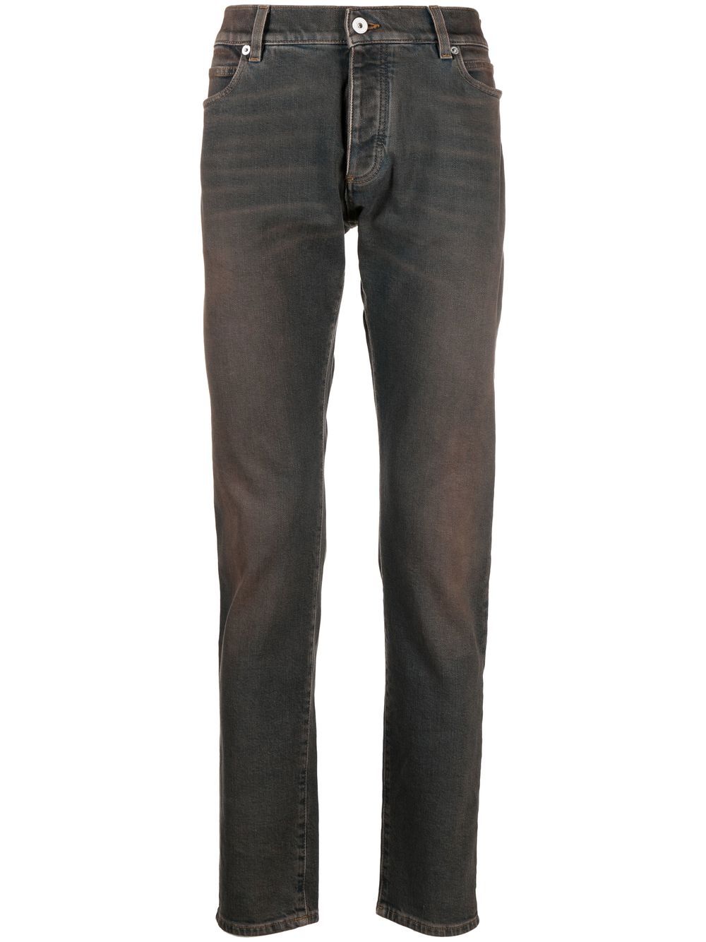 Distressed slim-fit jeans - Brown