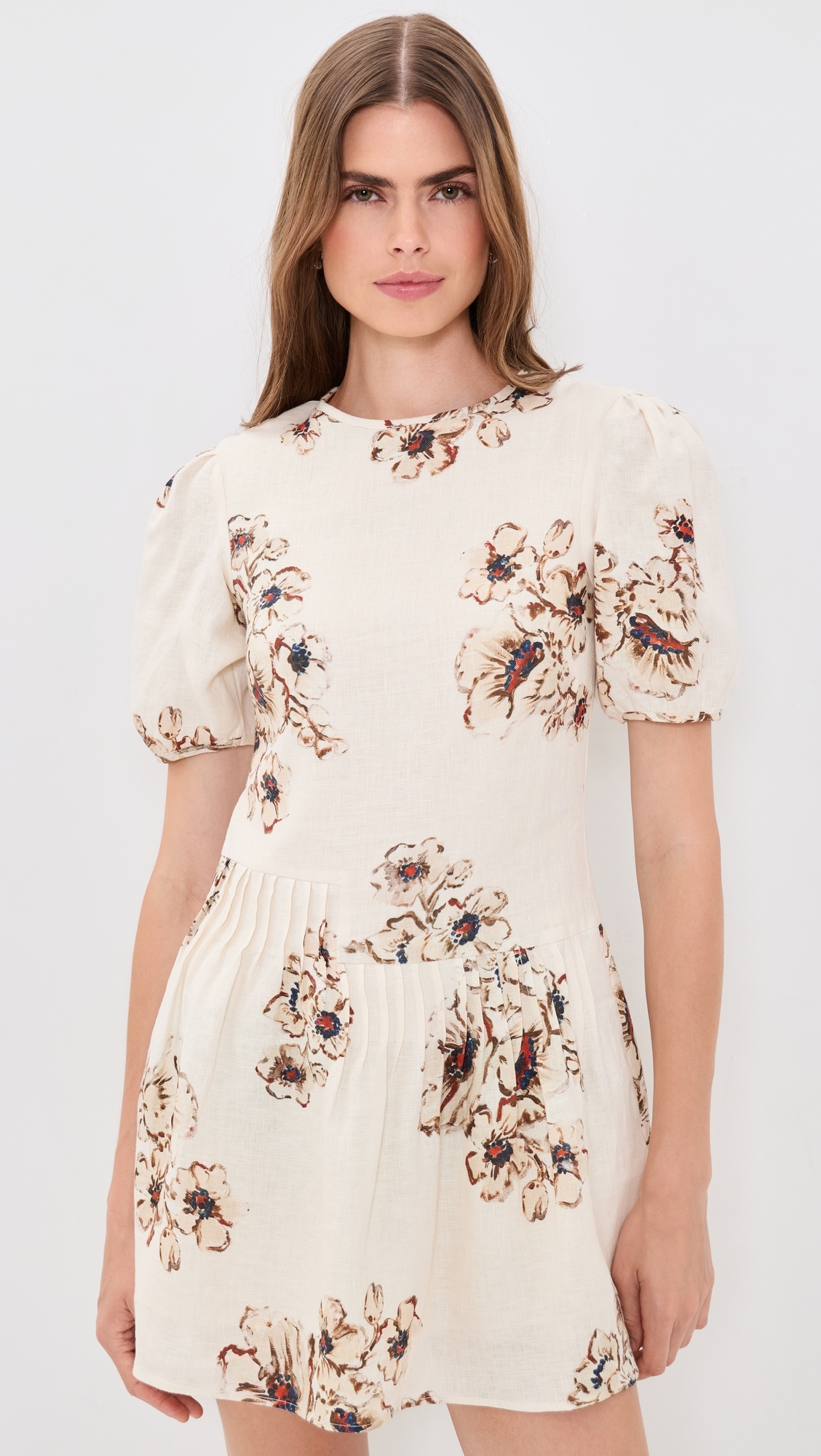 Freja Puff Sleeve Linen Mini Dress Rosetta