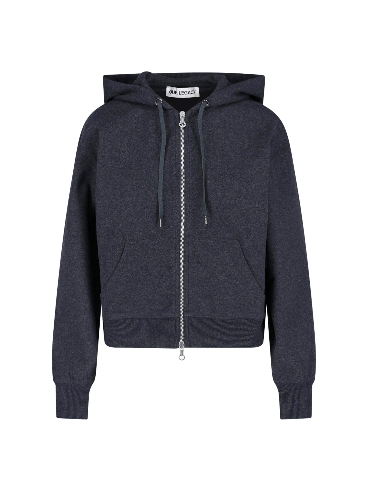 Charcoal Elastic Melton Crewneck Sweater