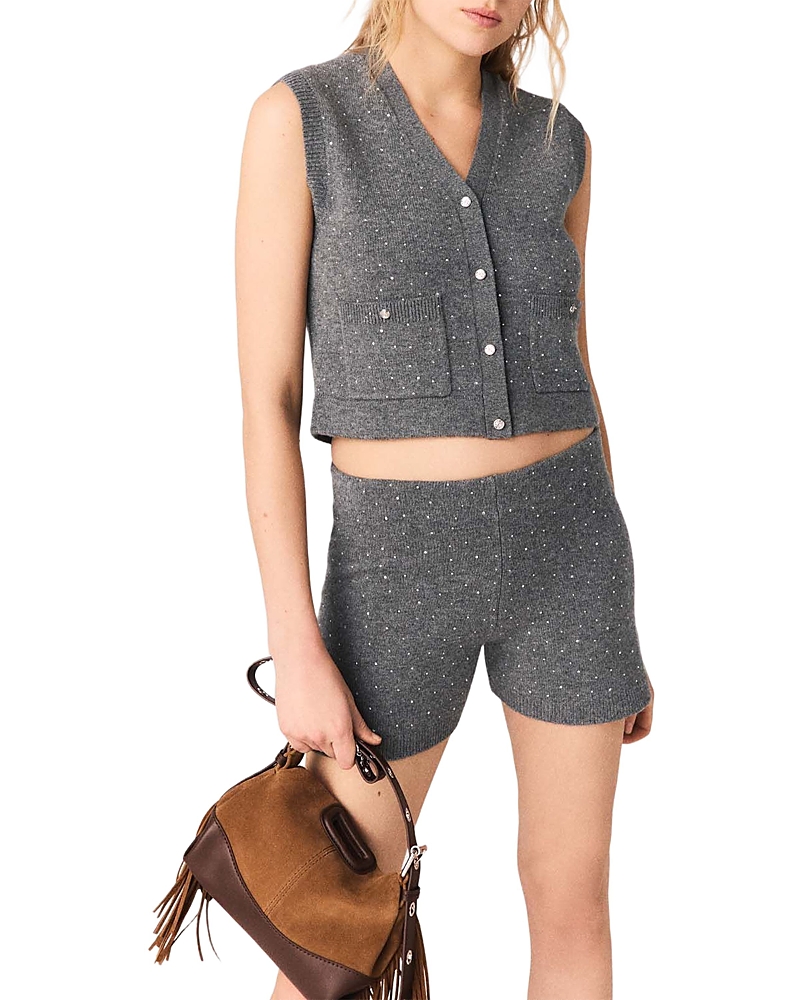 Rhinestone Cropped Vest