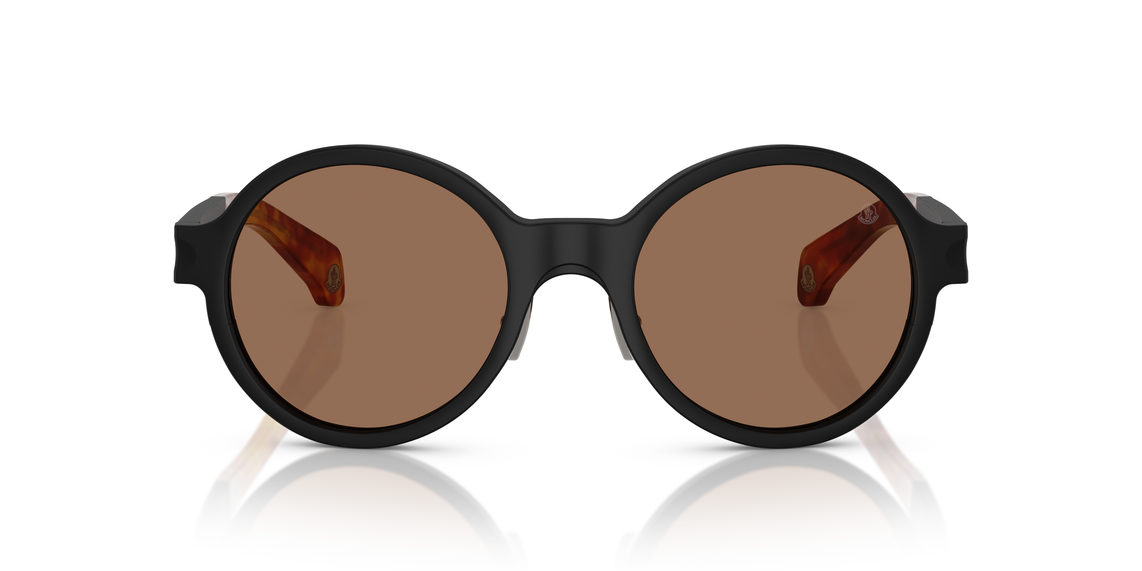 Moncler Unisex Moncler ME4001 RONDO 101473 Gafas de sol Aluminio Negro Marrón Redonda Norma