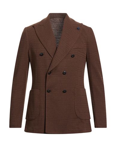 Man Blazer Brown Size 38 Polyester, Cotton, Elastane