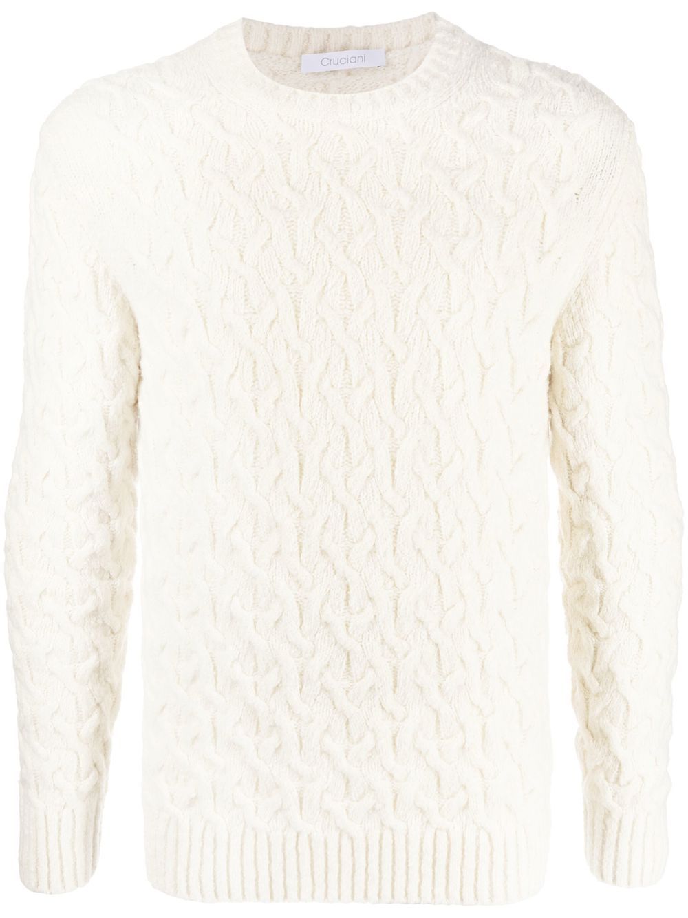 Textured round-neck jumper - White