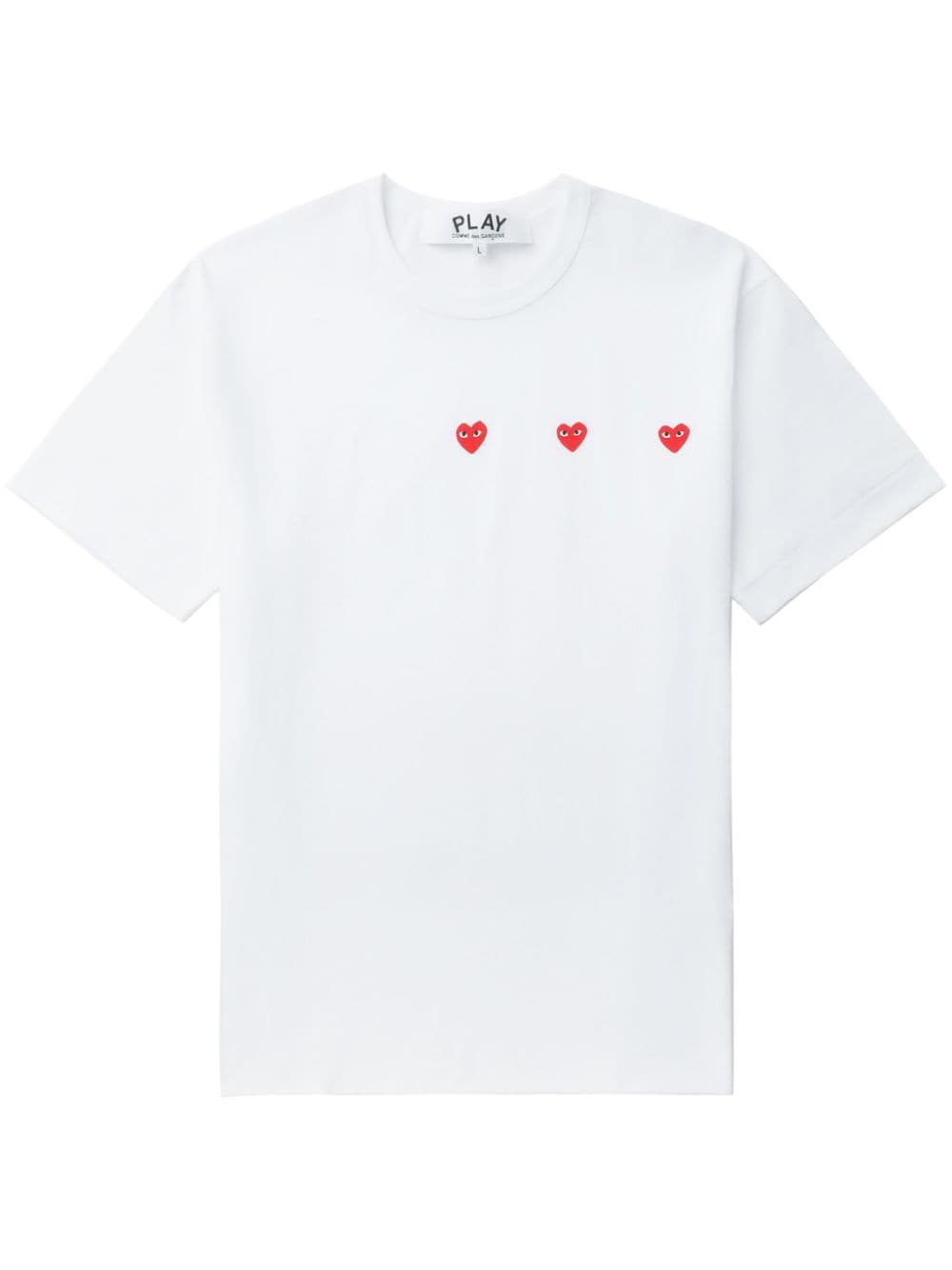 Heart-Embroidered Cotton T-Shirt — White