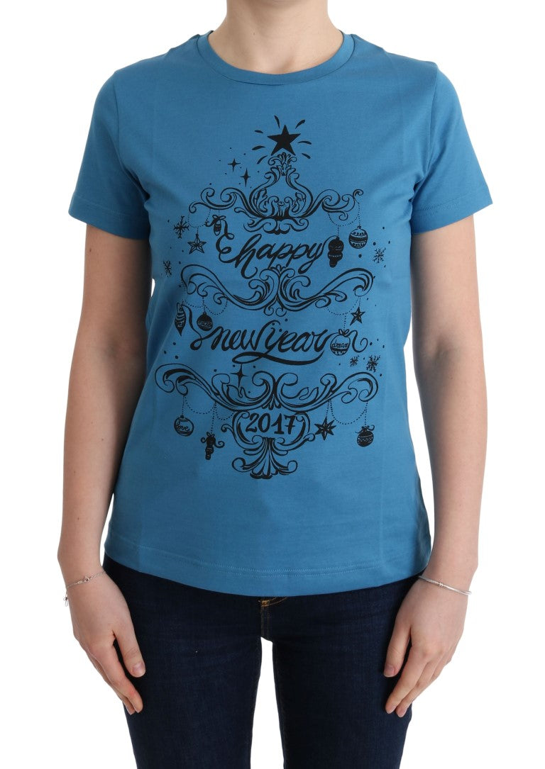 Holiday-Printed Cotton T-Shirt — Blue