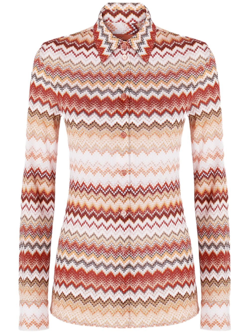 Zigzag-pattern lamé shirt - Neutrals