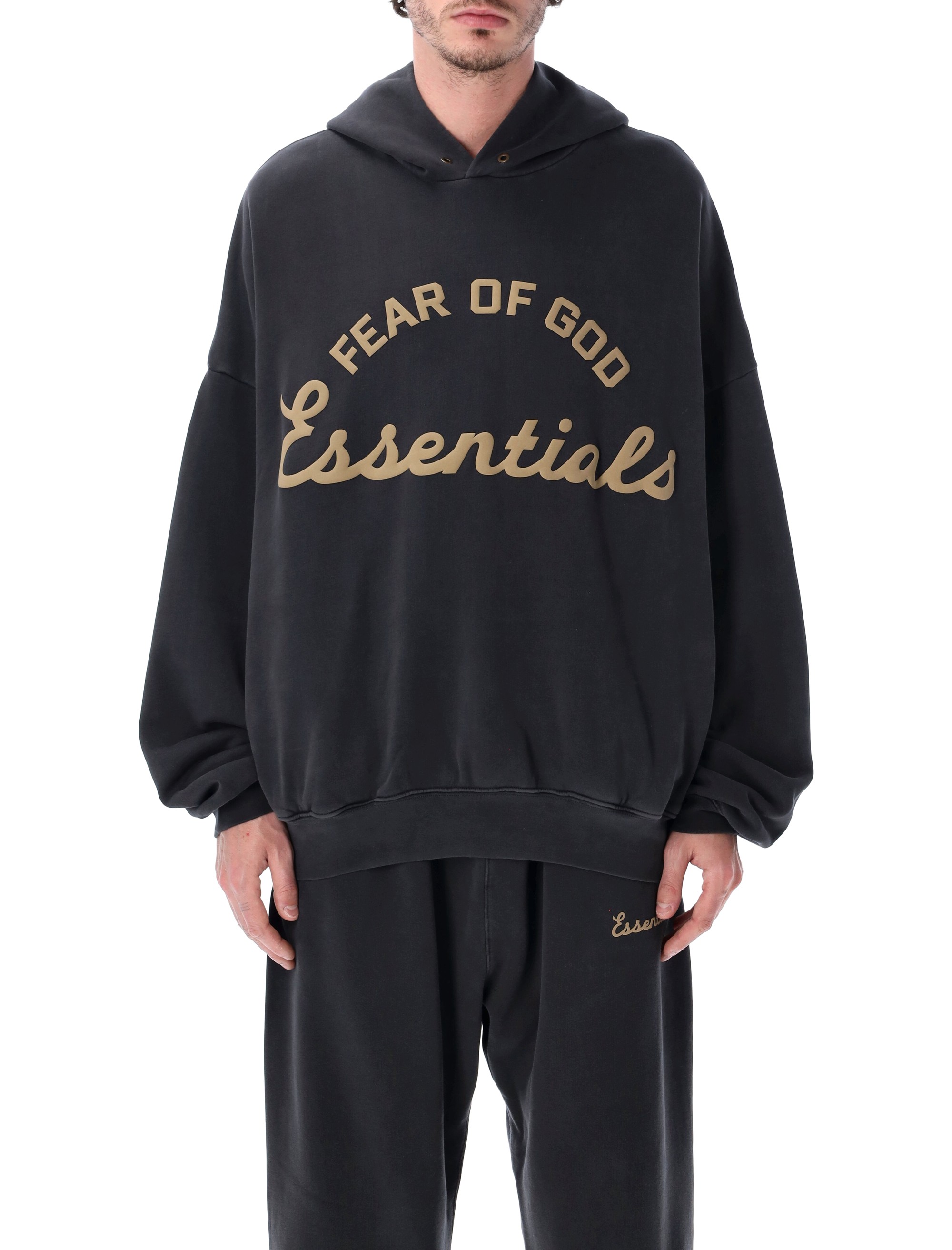 Black Training 90s Hoodie Faded Cotton Sweatshirt - Men