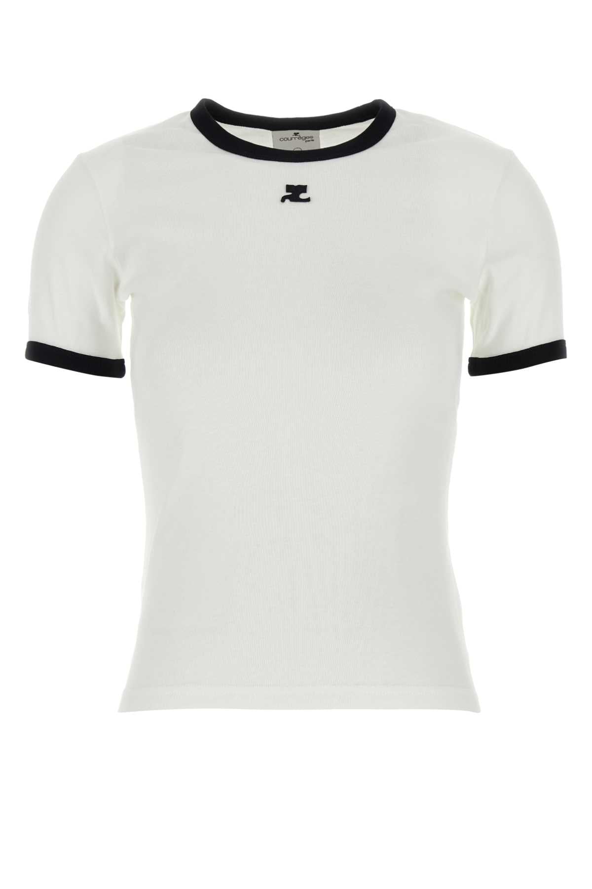 Contrast-Trim Cotton T-Shirt — White
