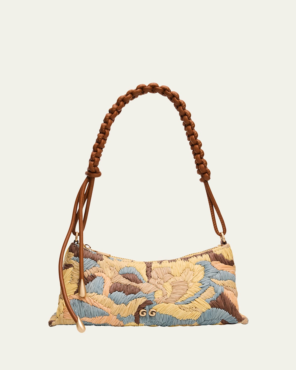 Osa Braided-Strap Raffia Shoulder Bag