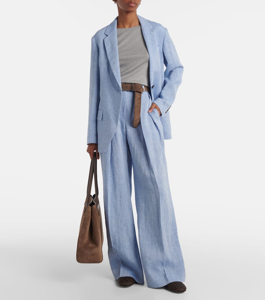 Linen-blend wide-leg pants