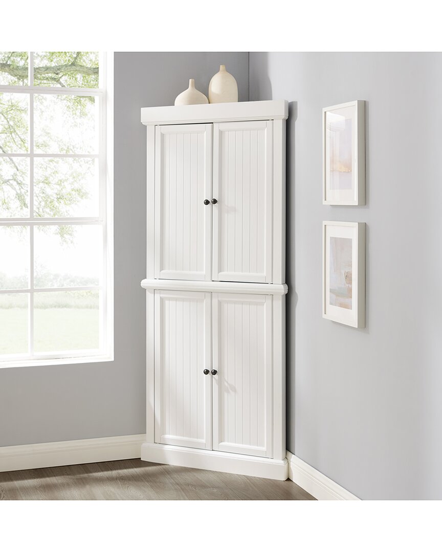 Furniture Shoreline Tall Corner Pantry in 2 Stackable Parts