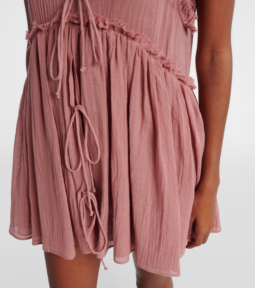 Ruffled cotton gauze minidress