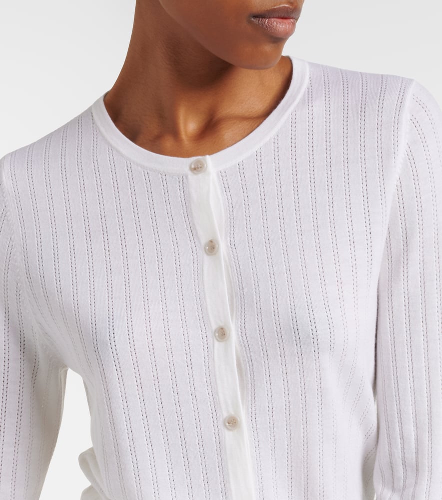 Pointelle virgin wool cardigan