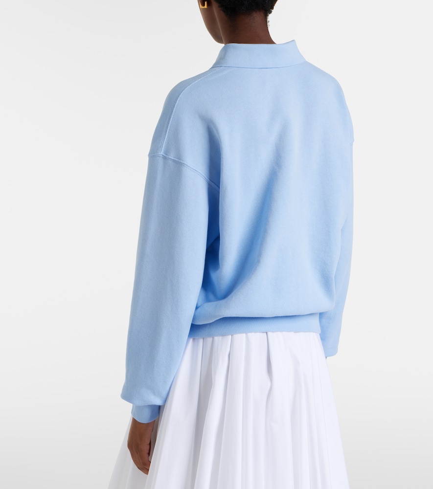 Cotton-blend fleece polo sweatshirt