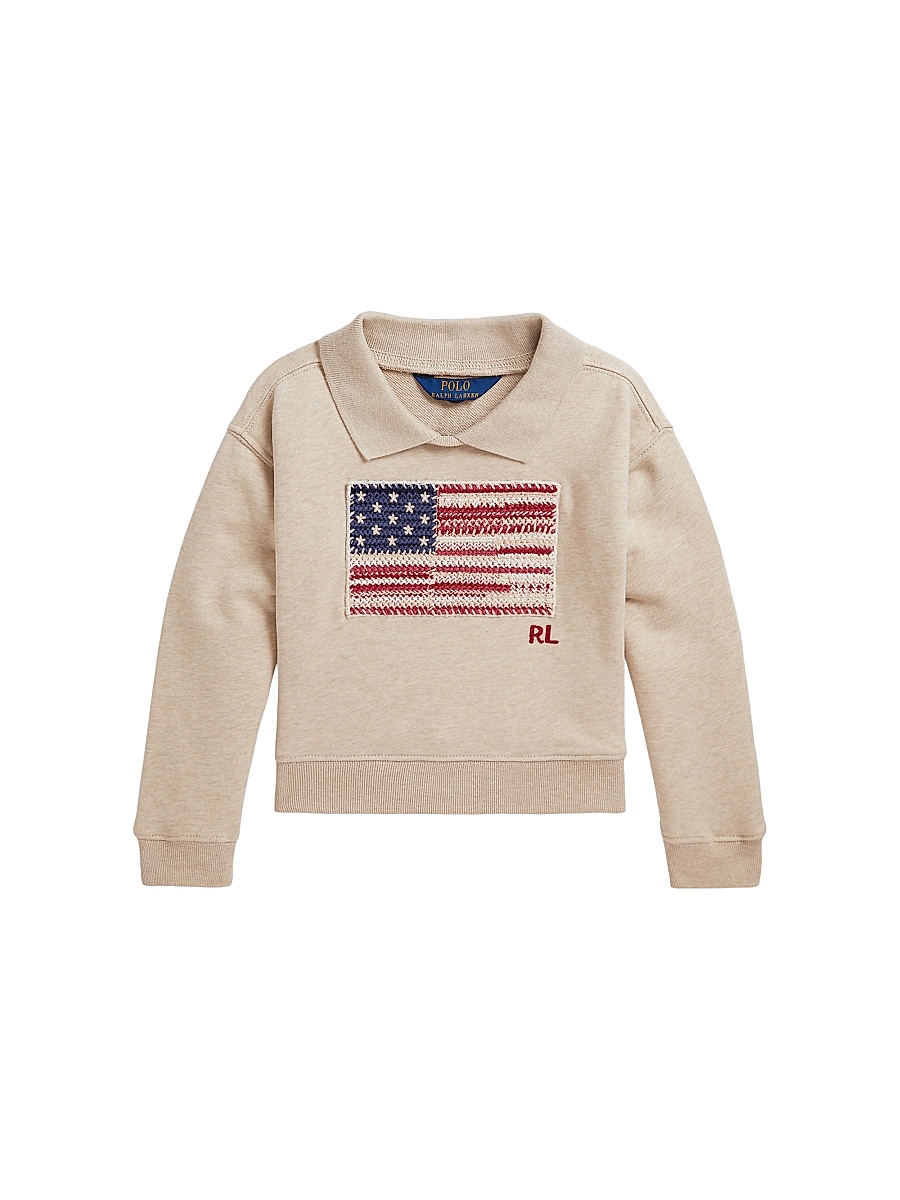 Little Girl's & Girl's Cotton-Blend French Terry Sweatshirt - Expedition Dune Heather