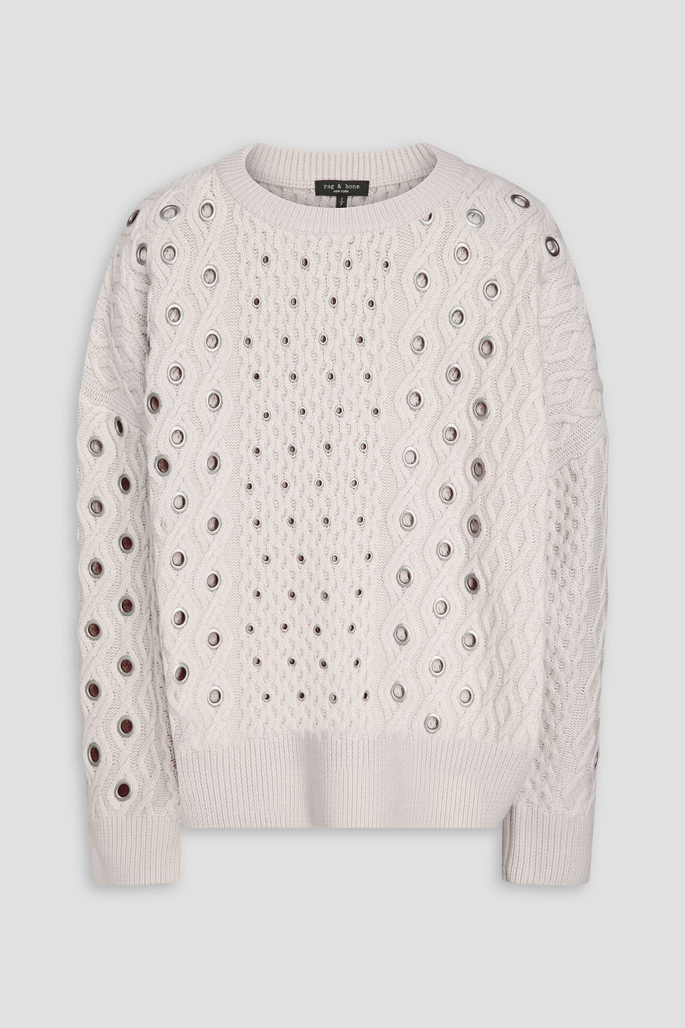 Kat eyelet-embellished cable-knit merino wool sweater - White - XXS