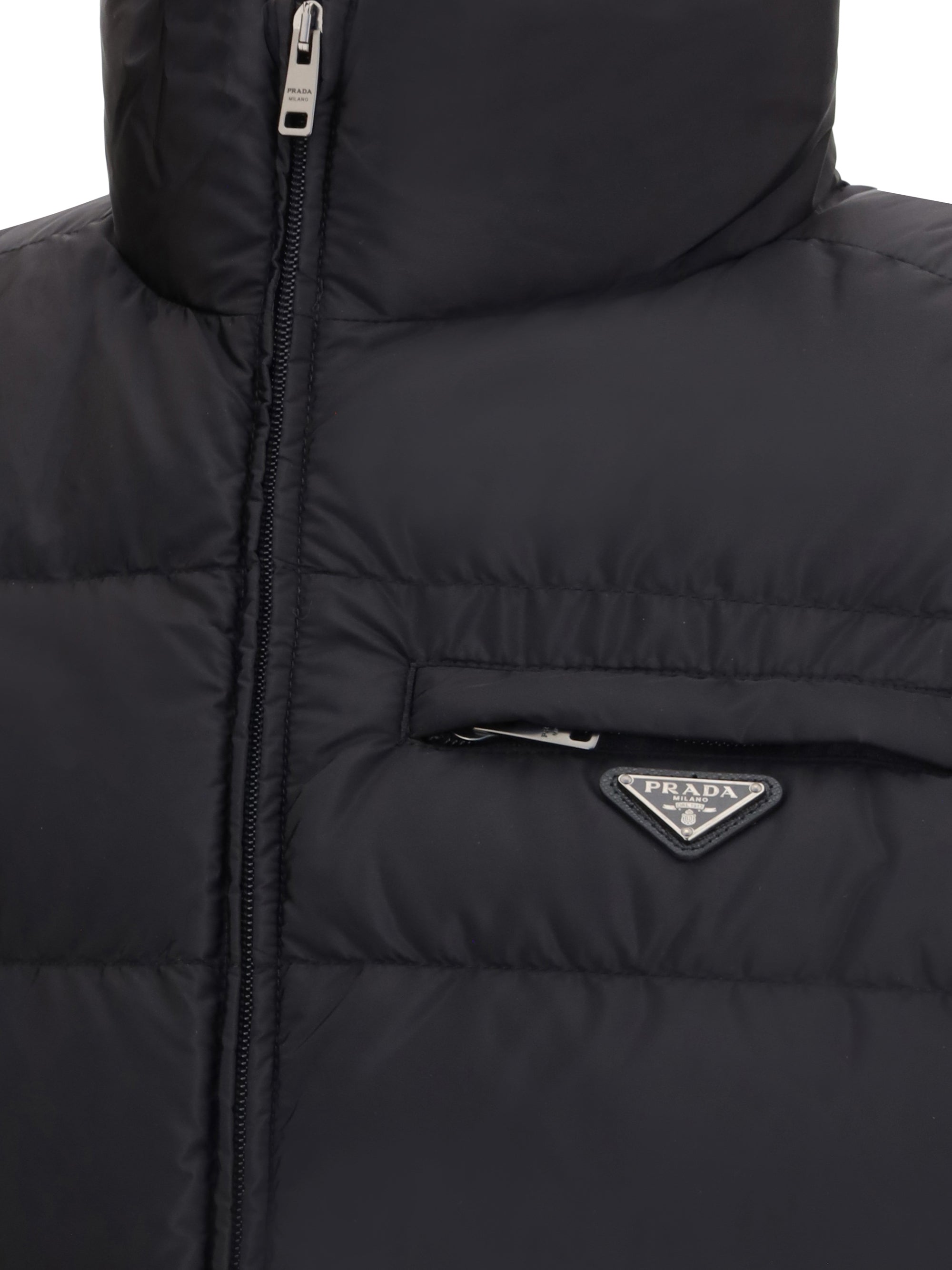 Re-Nylon Quilted Down Vest — Black