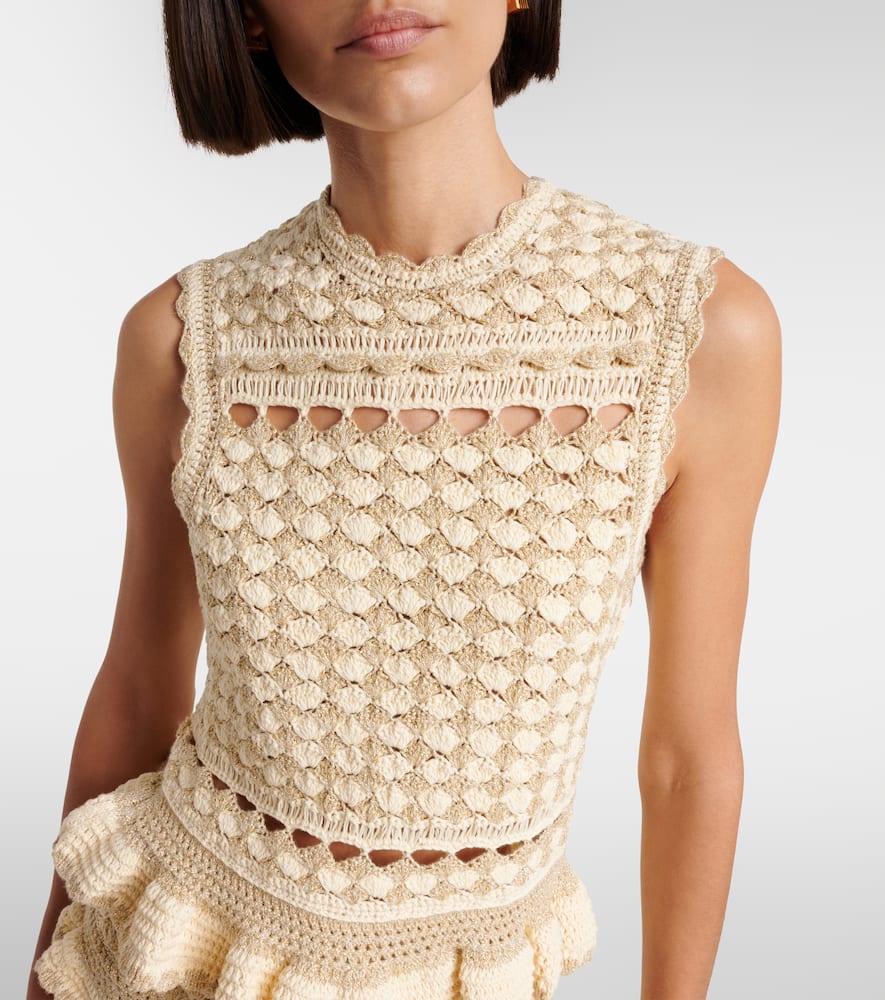 Wanderlust lamé crochet tank top