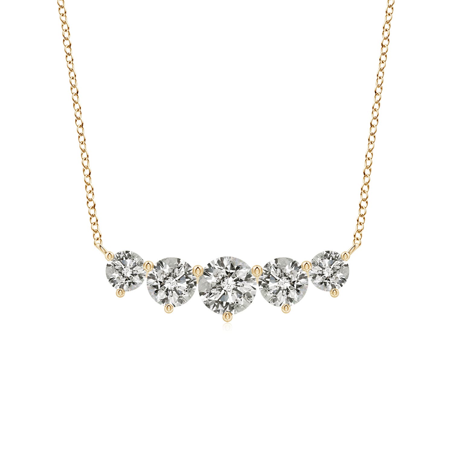 Angara 1.0 Carat Graduated Five Stone Round Diamond Necklace in 18K Yellow Gold