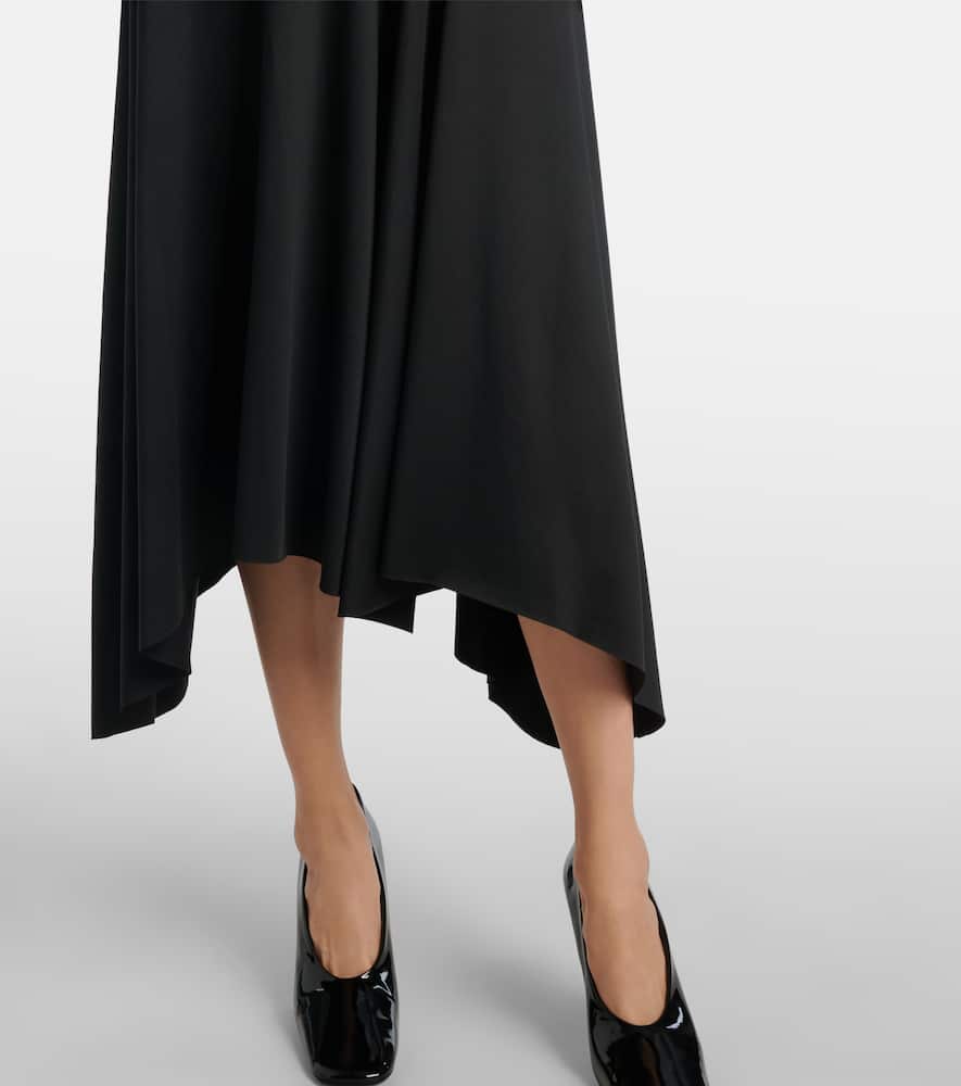 Gathered asymmetric midi dress