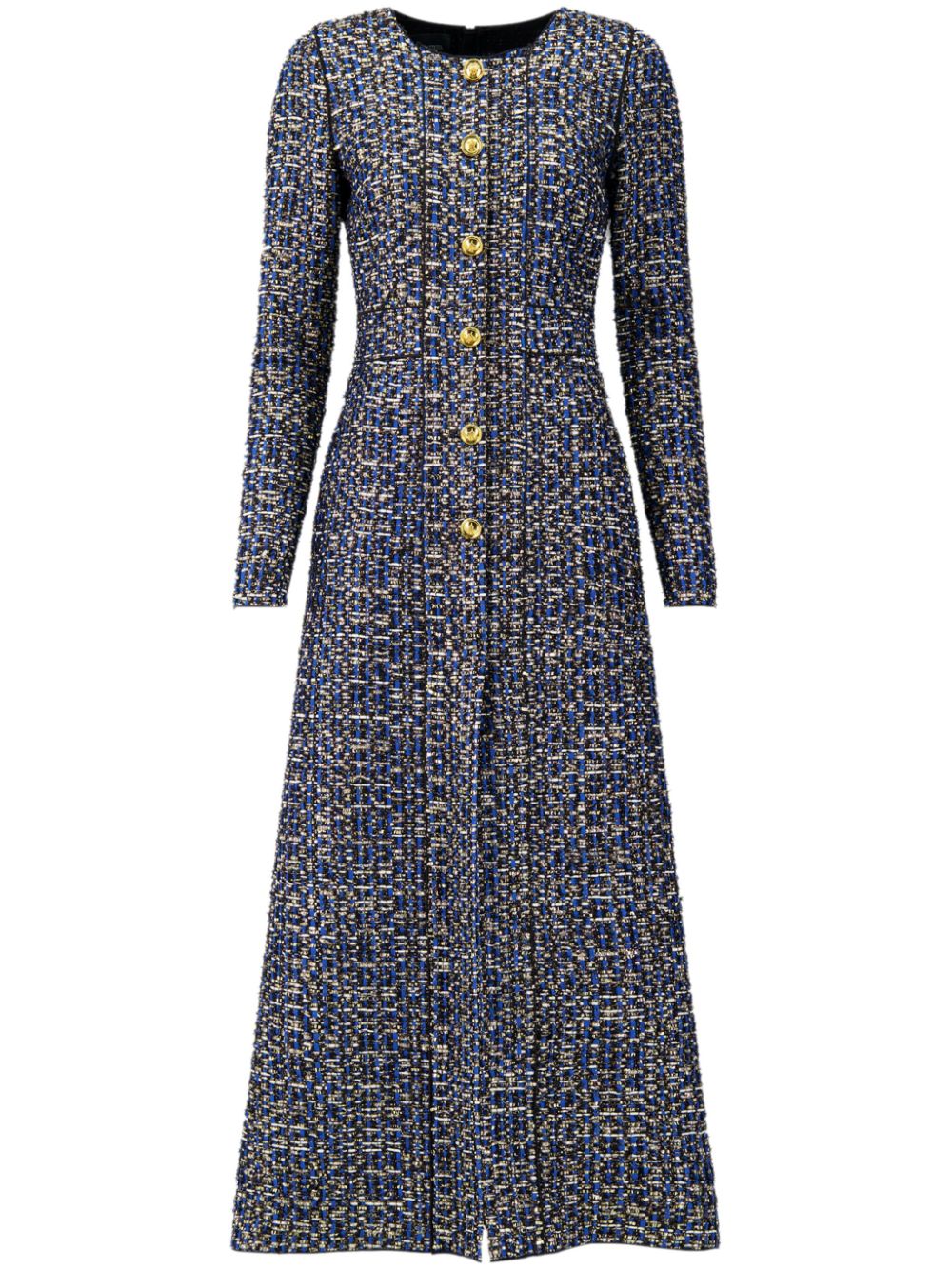 Tweed A-line cotton maxi dress - Blue
