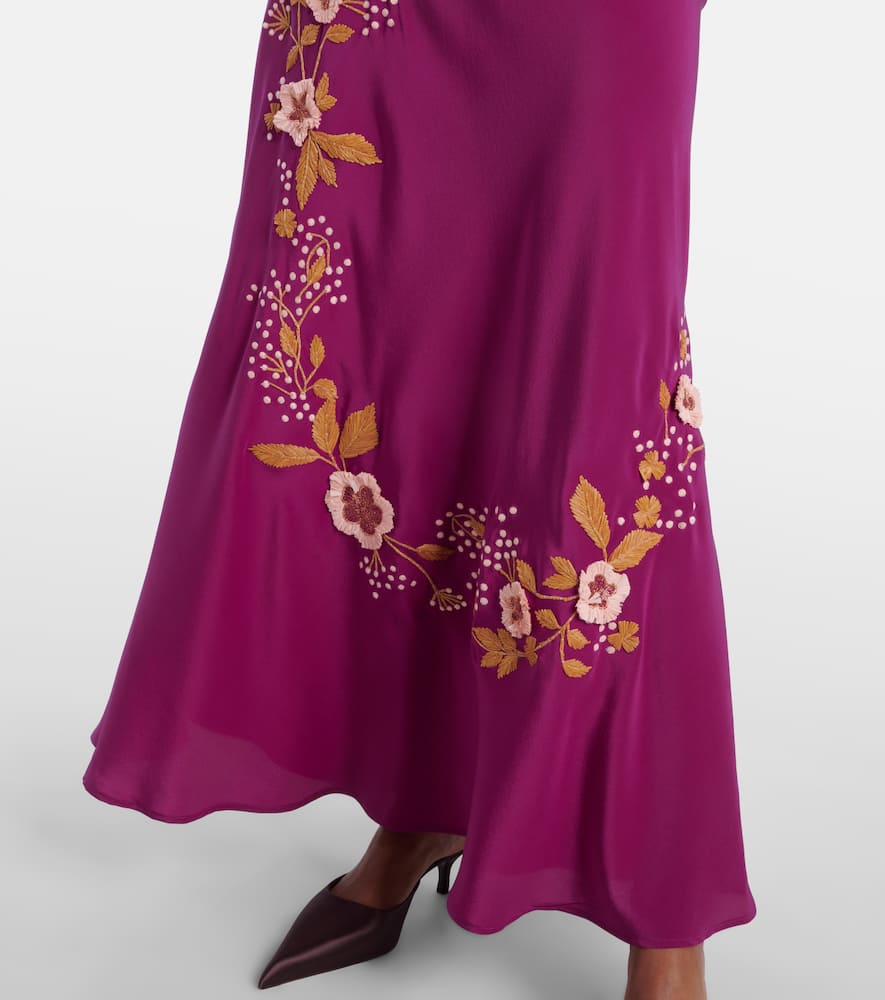 Marlene embroidered silk gown