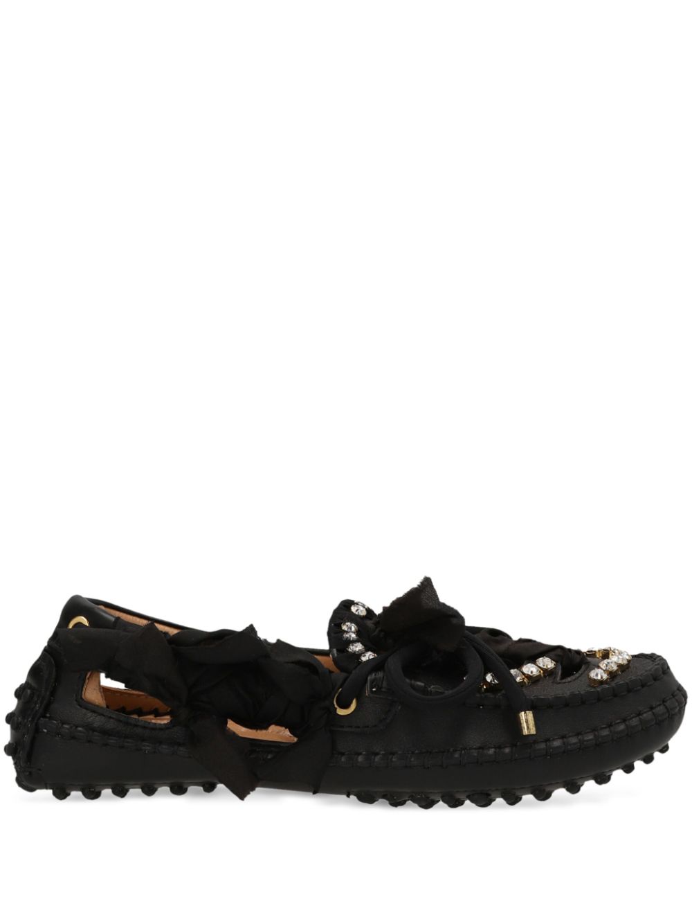 Rhinestone-embellished loafers - Black