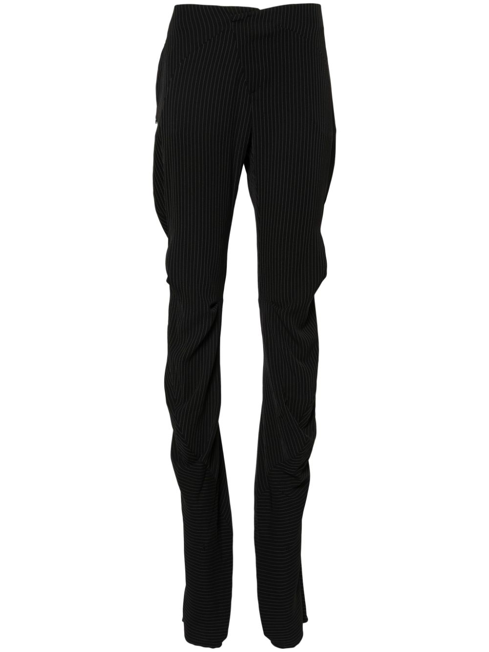 Pinstripe draped flared trousers - BLACK PINSTRIPE