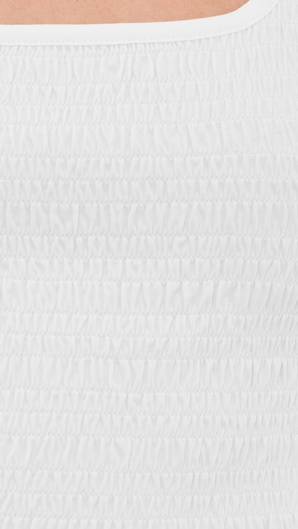 Scoop Neck Smocked Tank White
