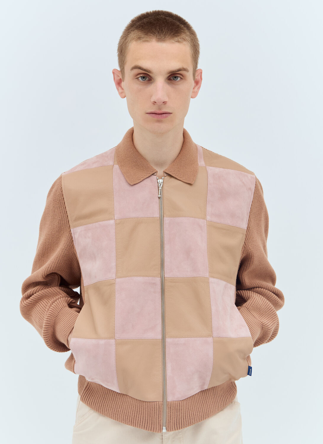 Checkerboard Zip-front Jacket