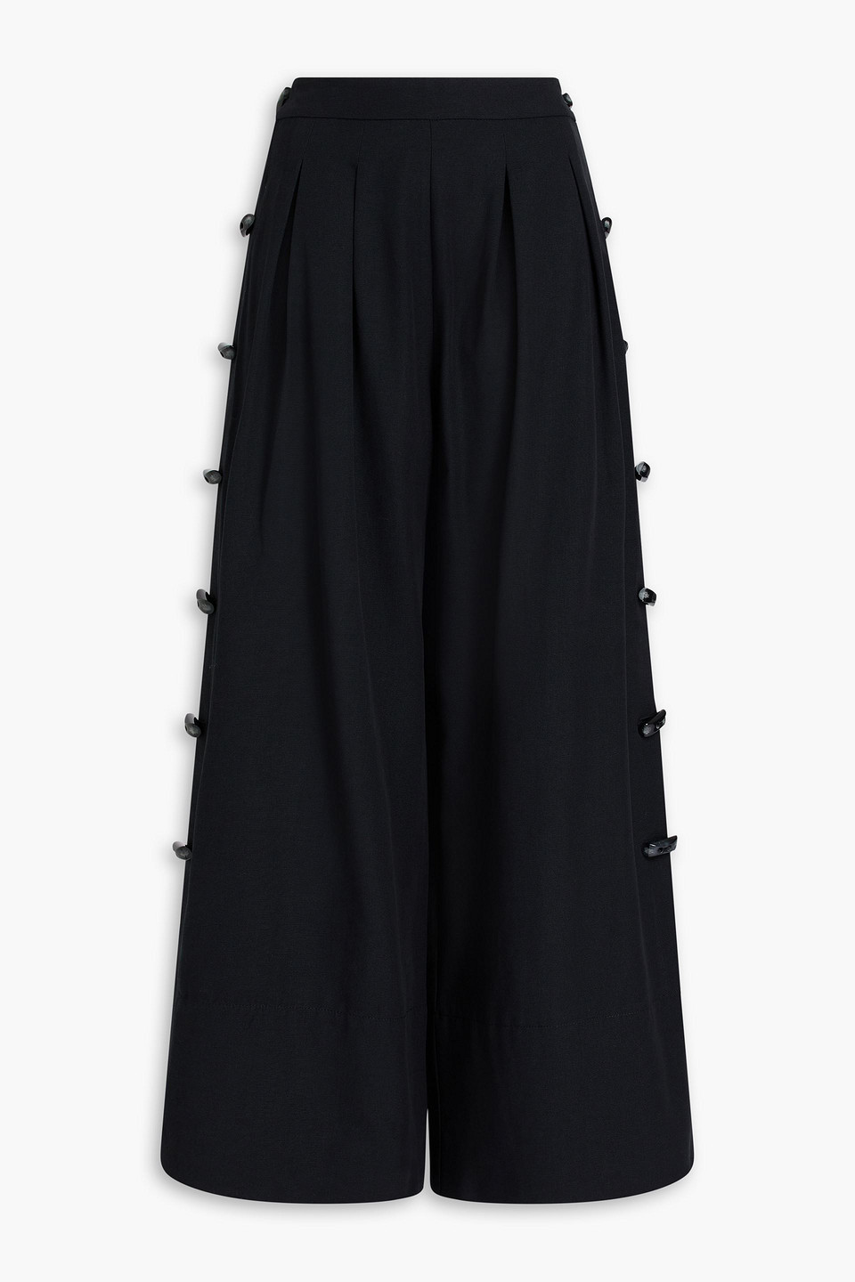 Pleated faille wide-leg pants - Black - XS