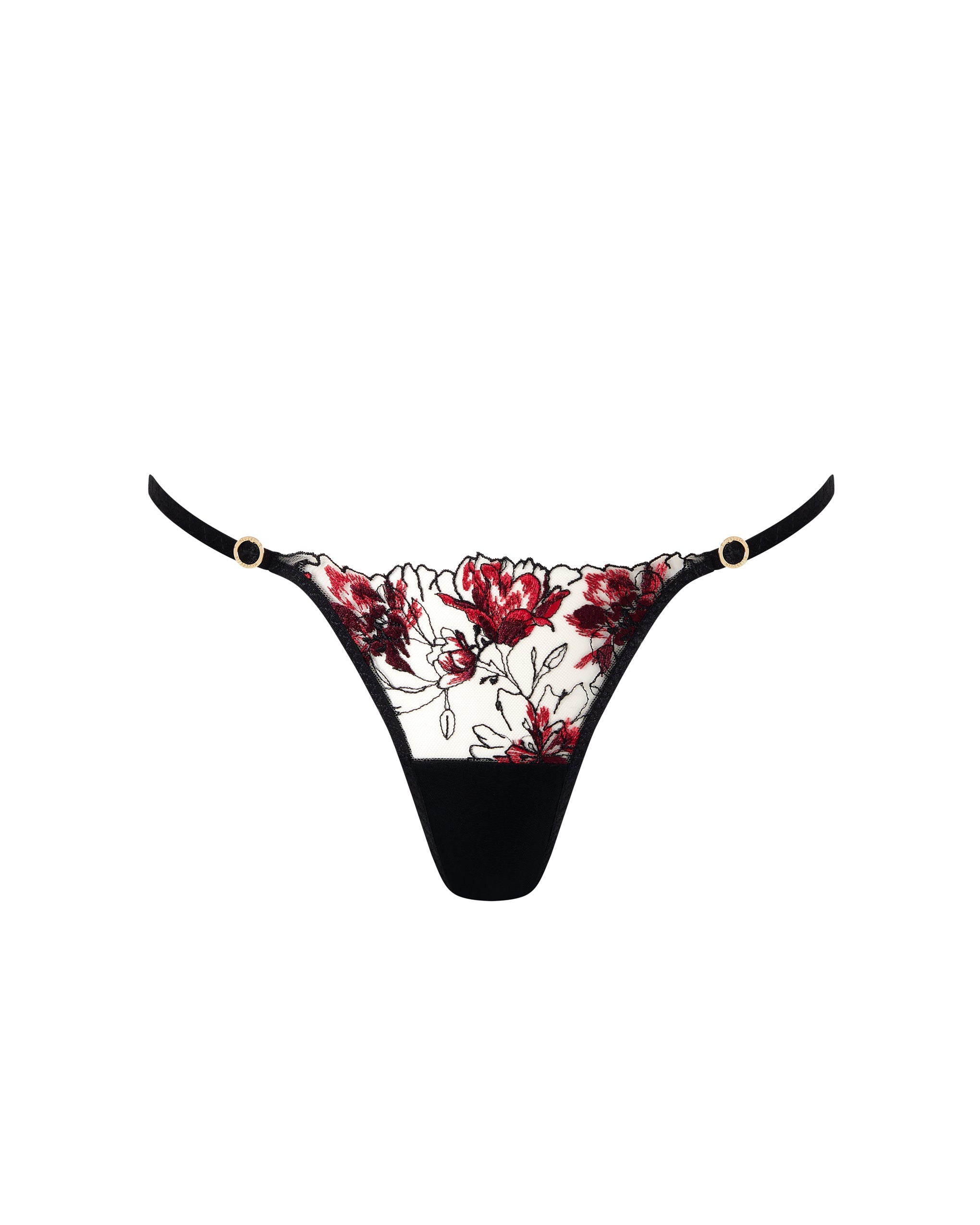 Bluebella Calista Sheer Floral Panty Black/Cherry