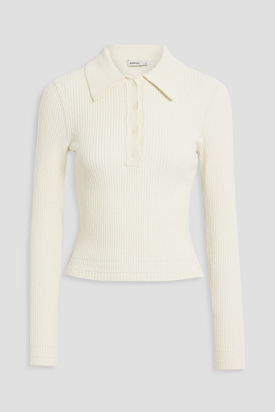 Delfina ribbed cotton-blend polo sweater
