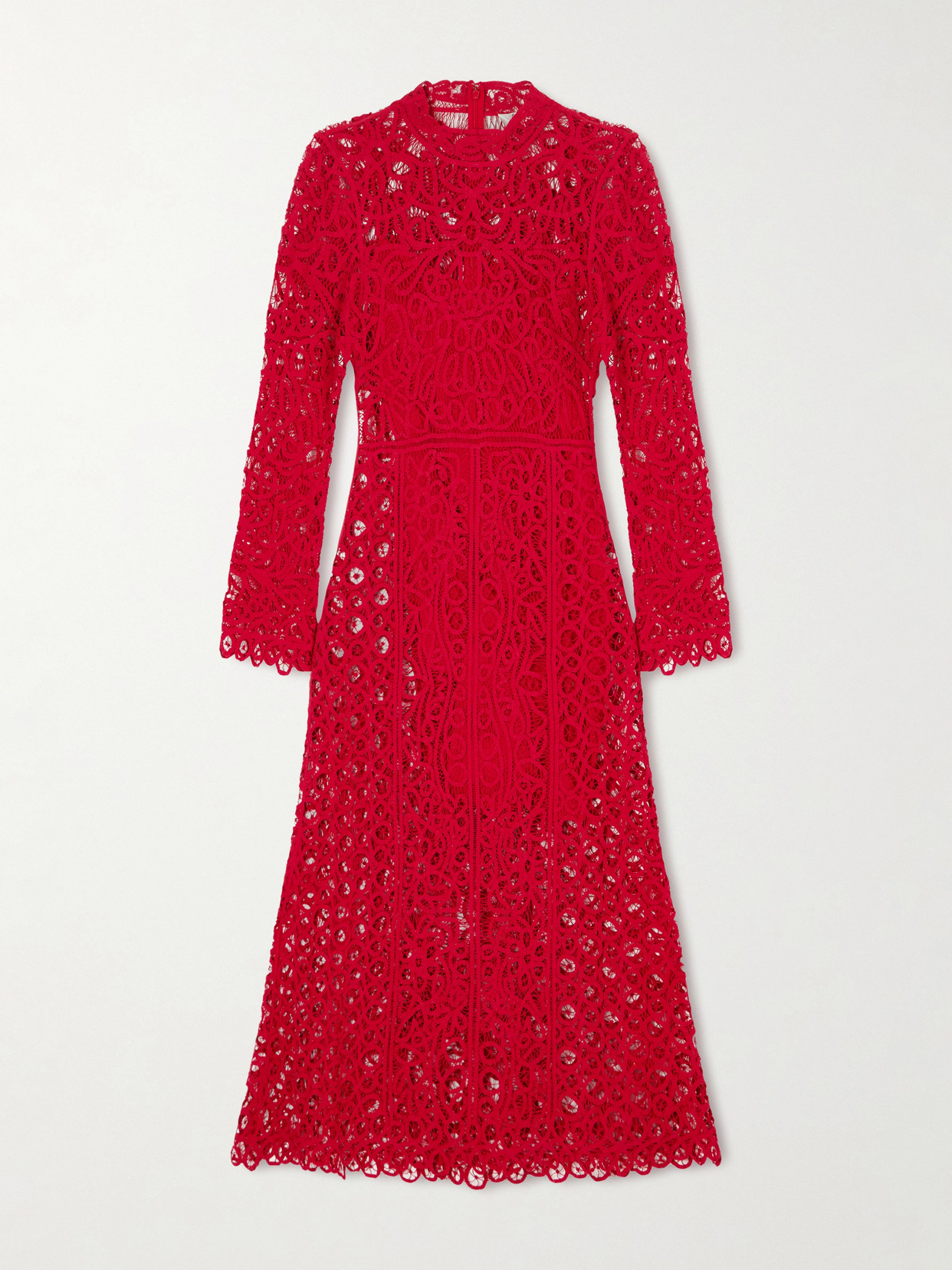 Adelina Guipure Lace Maxi Dress - Red
